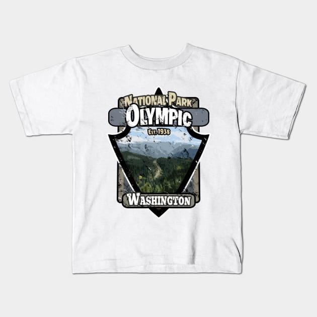 Olympic - National Park USA - Washington Kids T-Shirt by Area31Studios